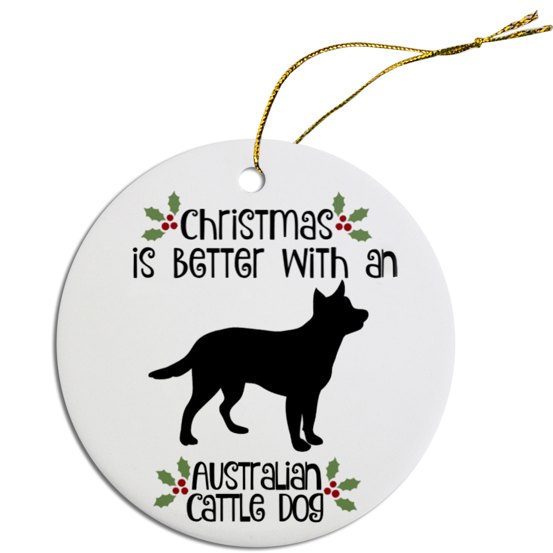 Breed Specific Round Christmas Ornament Australian Cattle Dog